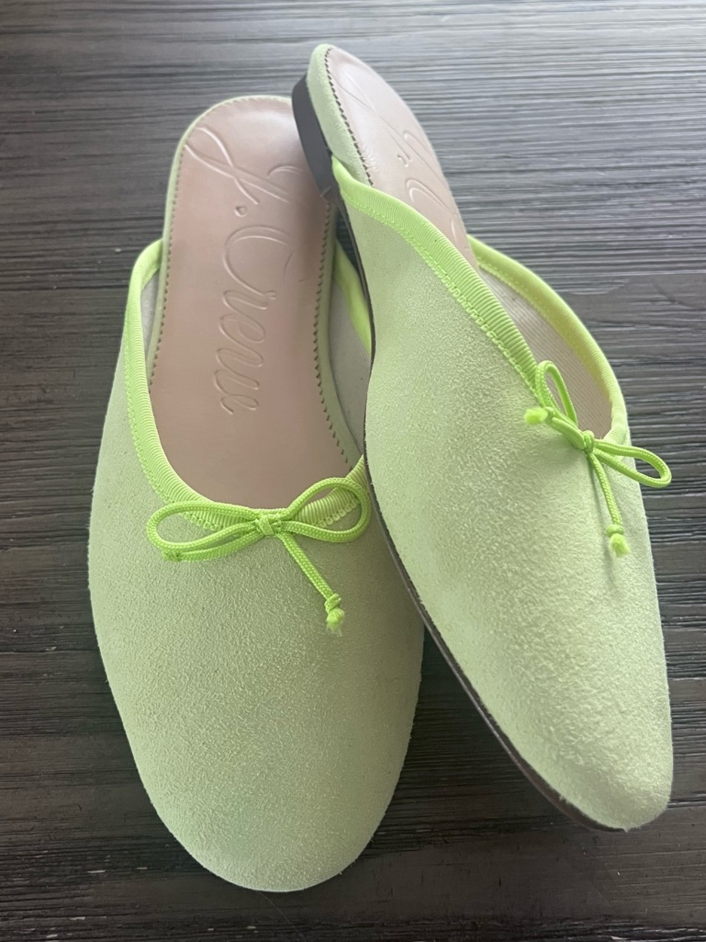 J Crew Suede Ballet Mule Size 8 ~ Crisp Aloe - Picture 4 of 14